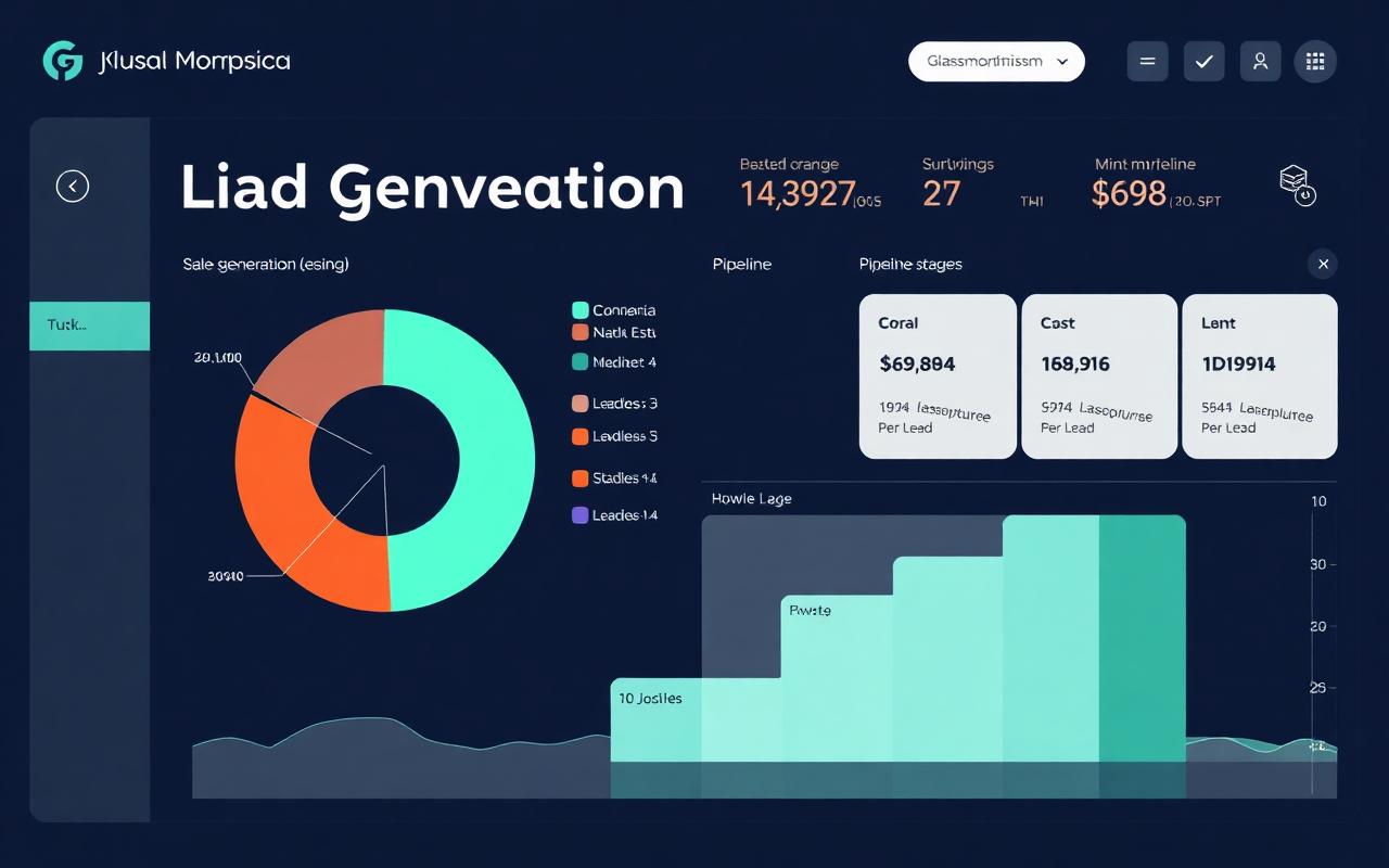 Voorbeeld lead generation dashboard in Google Data Studio met funnel en cost per lead