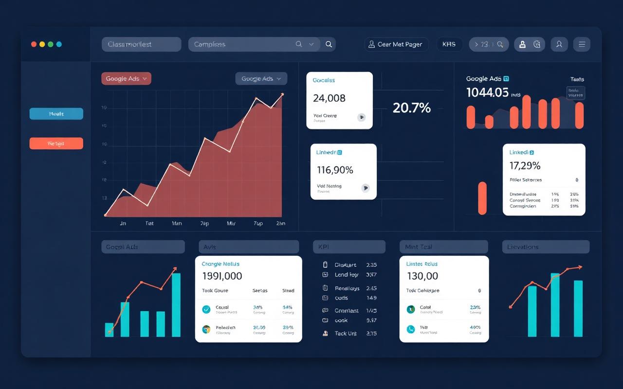 Marketing performance dashboard example in Google Data Studio with Google Ads and Meta data
